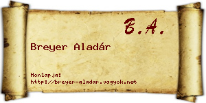 Breyer Aladár névjegykártya